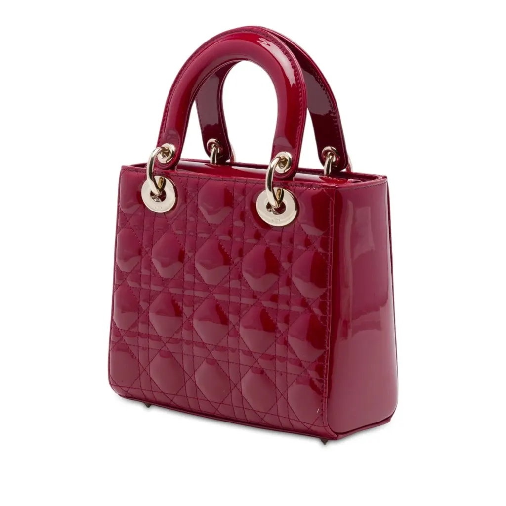 Dior Small Patent Cannage Lady Dior Red Leather Very good - Back View