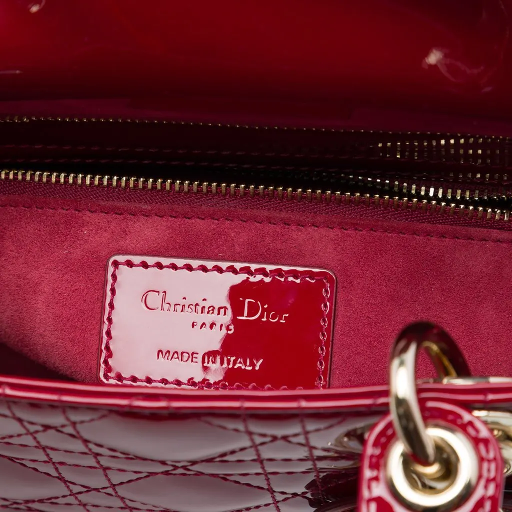 Dior Small Patent Cannage Lady Dior Red Leather Very good - Box View