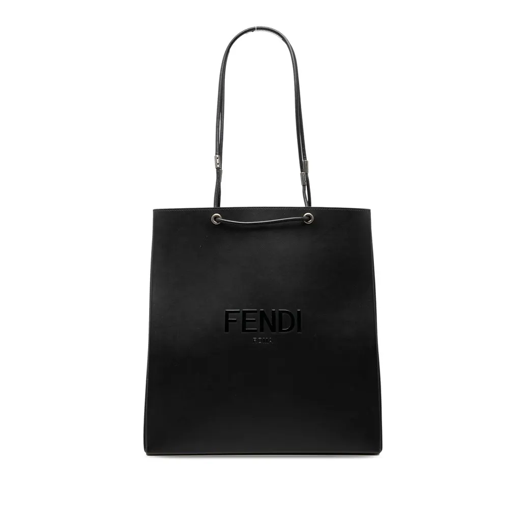 Fendi Medium Leather Pack Shopping Satchel Black Leather Very good - Front View