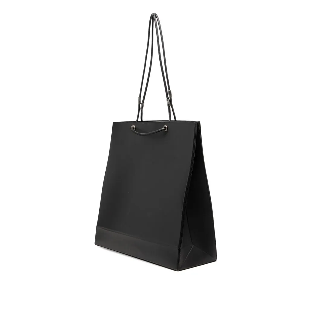 Fendi Medium Leather Pack Shopping Satchel Black Leather Very good - Back View