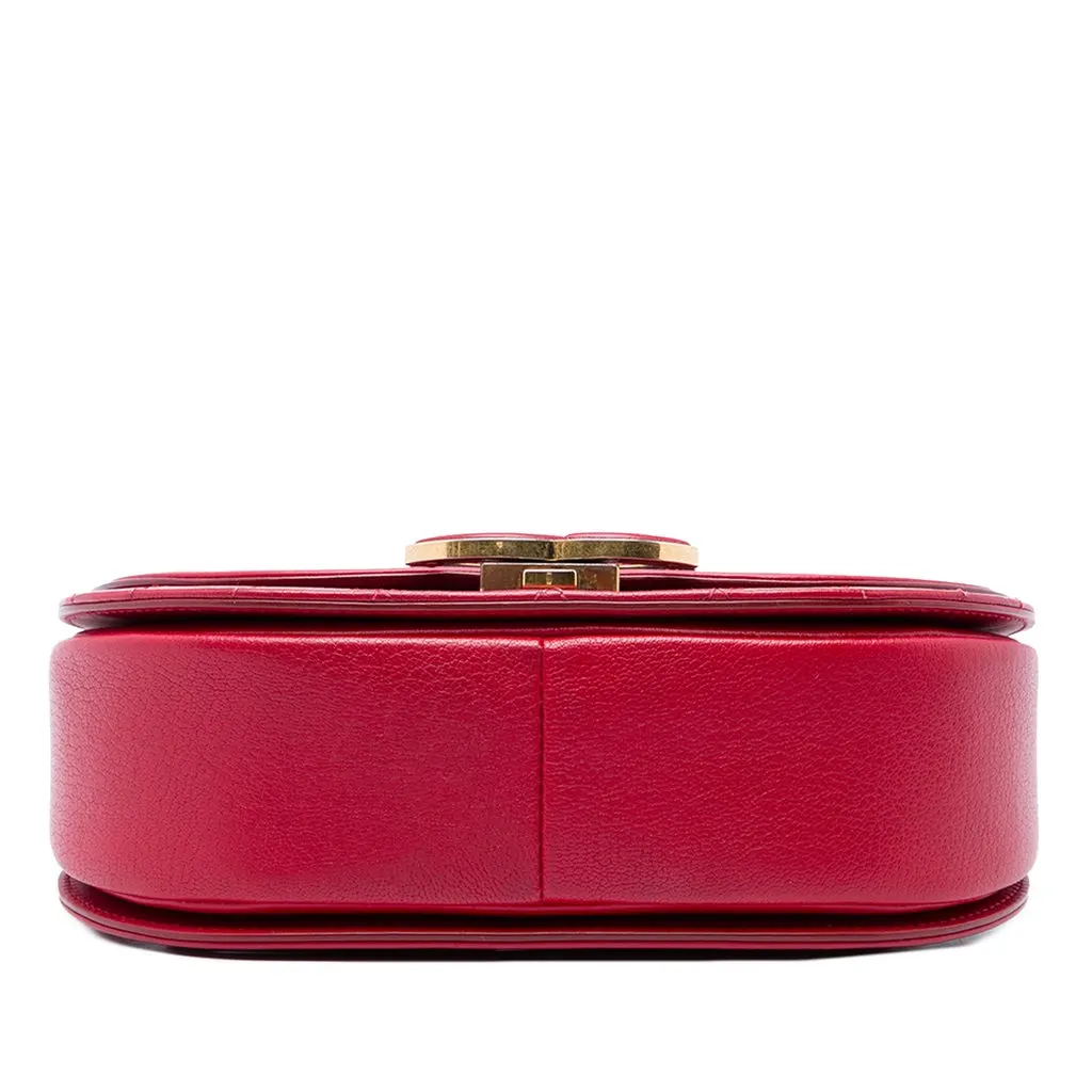 Chanel Small Shiny Calfskin and Quilted Goatskin Coco Curve Flap Red Leather Good - Inside View