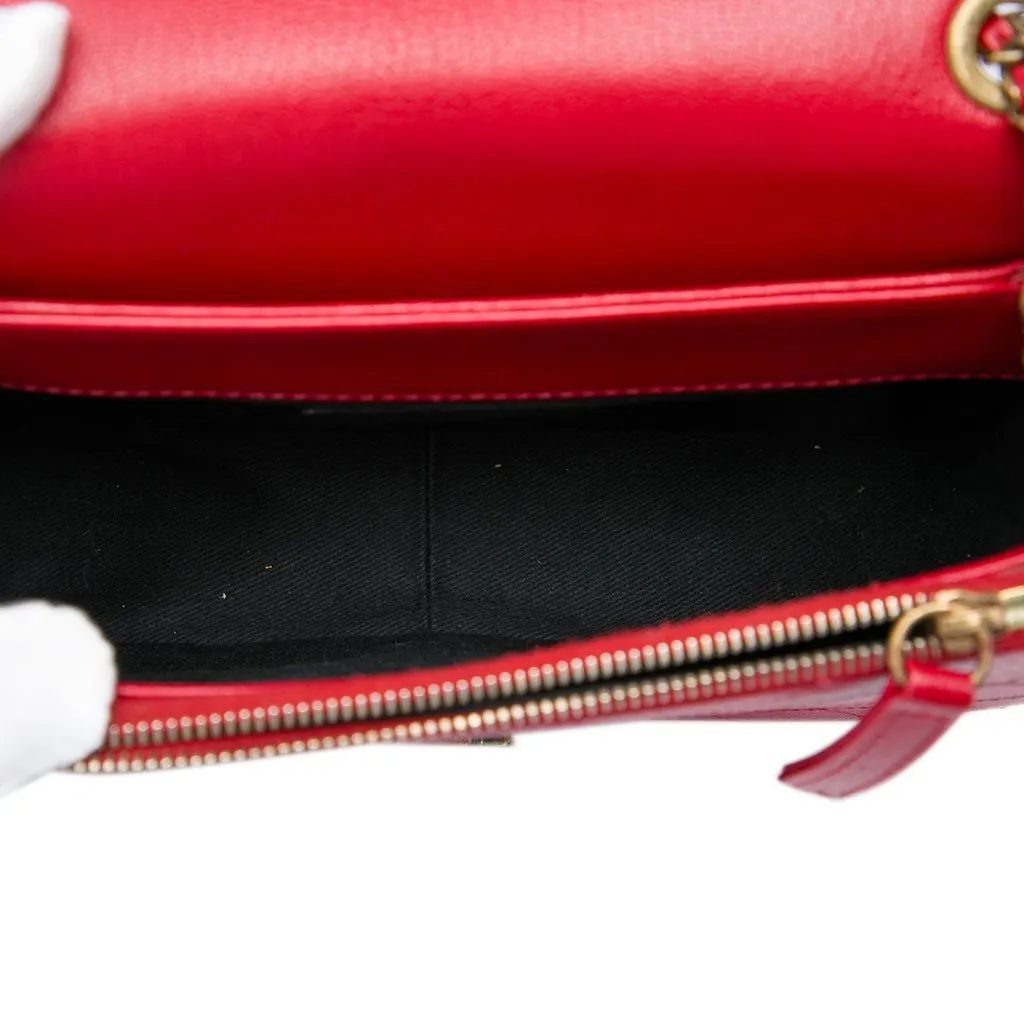 Chanel Small Shiny Calfskin and Quilted Goatskin Coco Curve Flap Red Leather Good - Model View