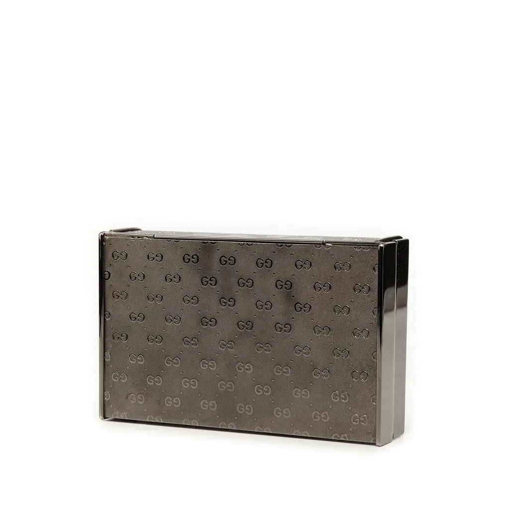 Gucci Micro GG Metal Pouch Silver Metal Good - Back View