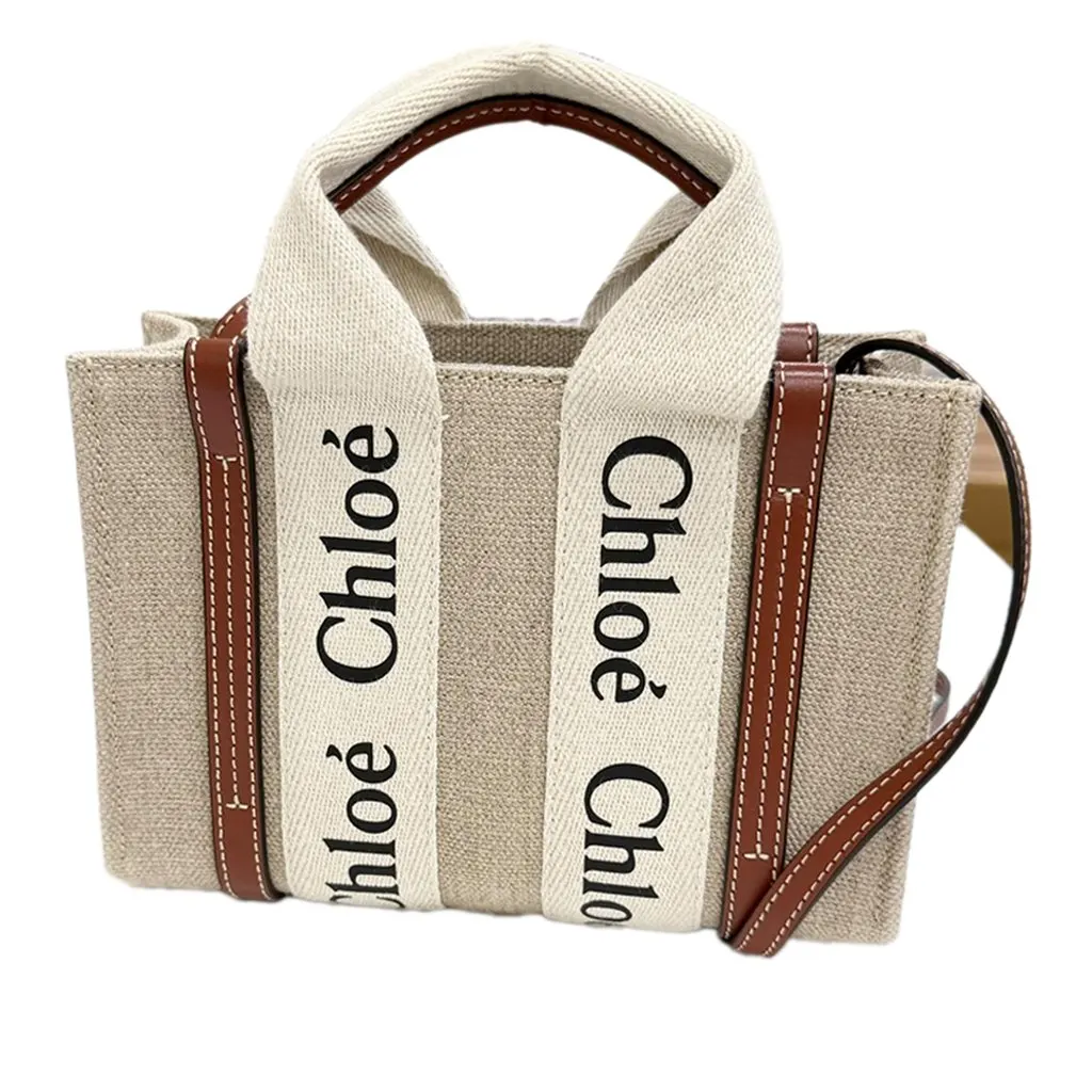 Chloé Mini Canvas Woody Satchel Beige Very good - Inside View