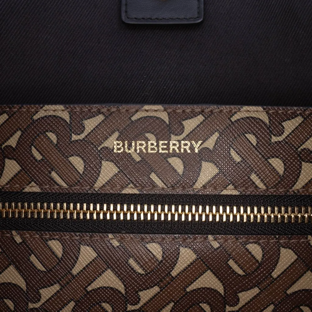 Burberry TB Monogram E Canvas Stripe Book Tote Brown Very good - Box View