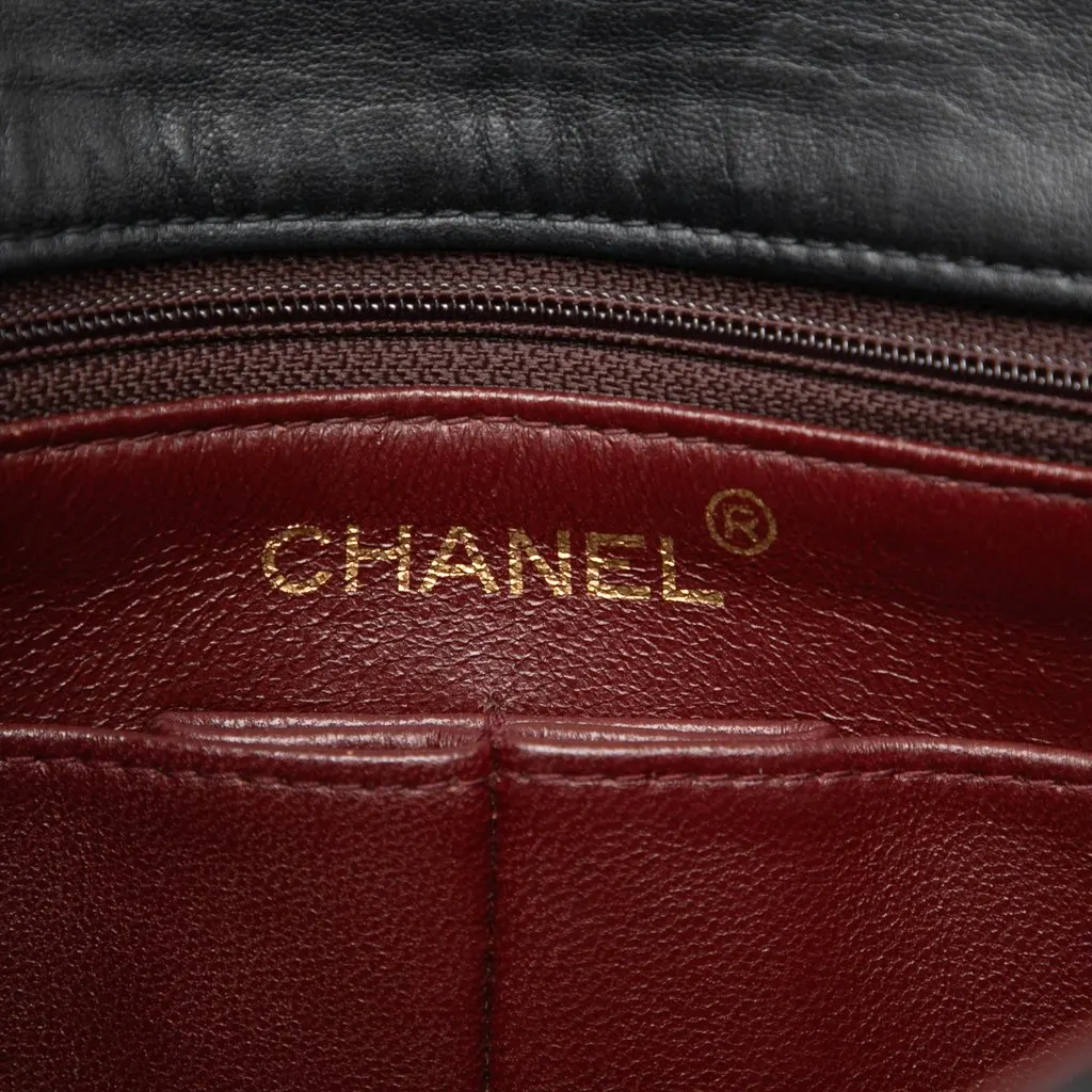 Chanel Small Square Quilted Lambskin Flap Black Leather Very good - Box View