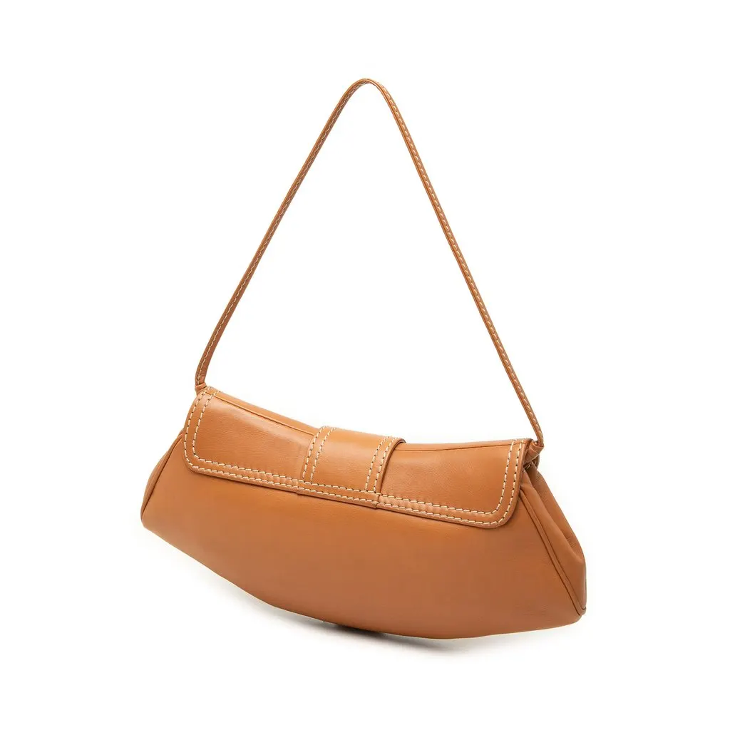 Celine Small Leather Buckle Flap Shoulder Bag Brown Leather Good - Back View