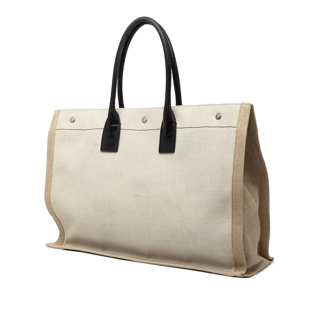 Saint Laurent Large Canvas Rive Gauche Tote Beige Very good - Back View