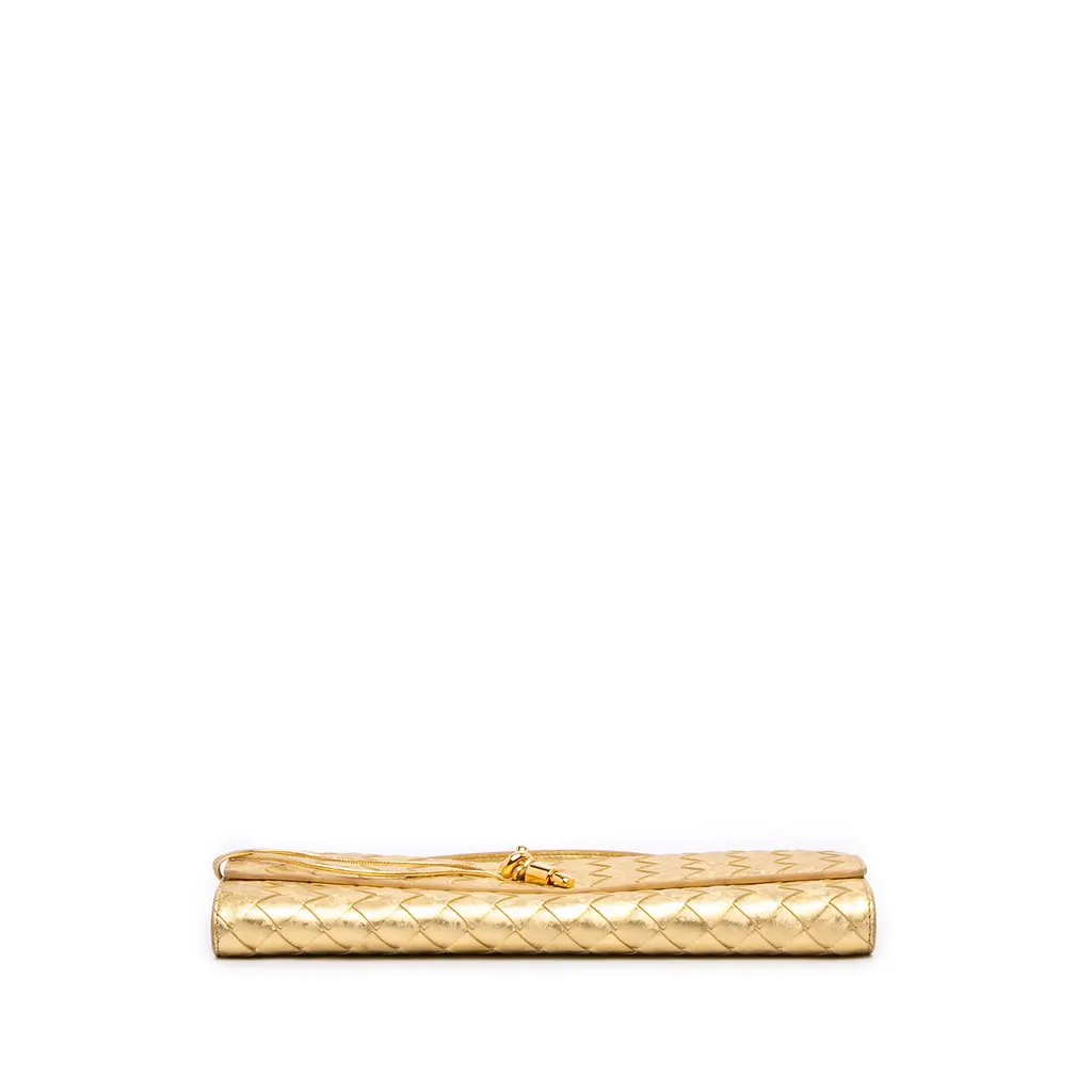 Bottega Veneta Metallic Lambskin Intrecciato Andiamo Clutch Gold Leather Very good - Inside View
