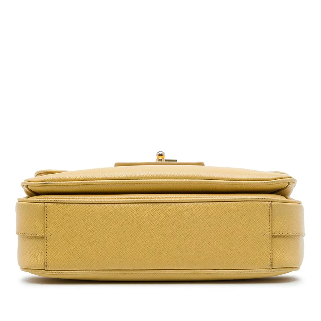 Prada Saffiano Lux Top Handle Satchel Yellow Leather Very good - Inside View