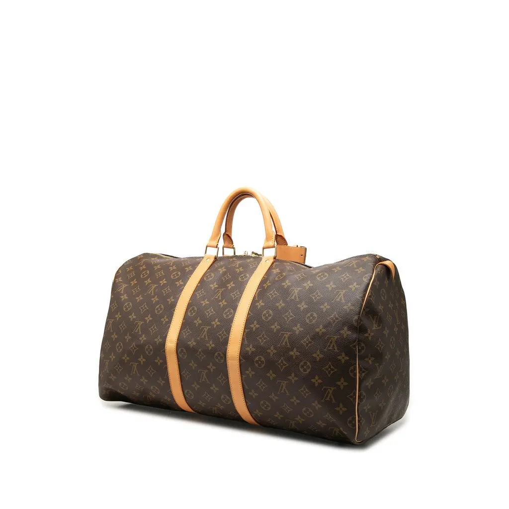 Louis Vuitton Monogram Keepall 55 Brown Canvas Good - Back View