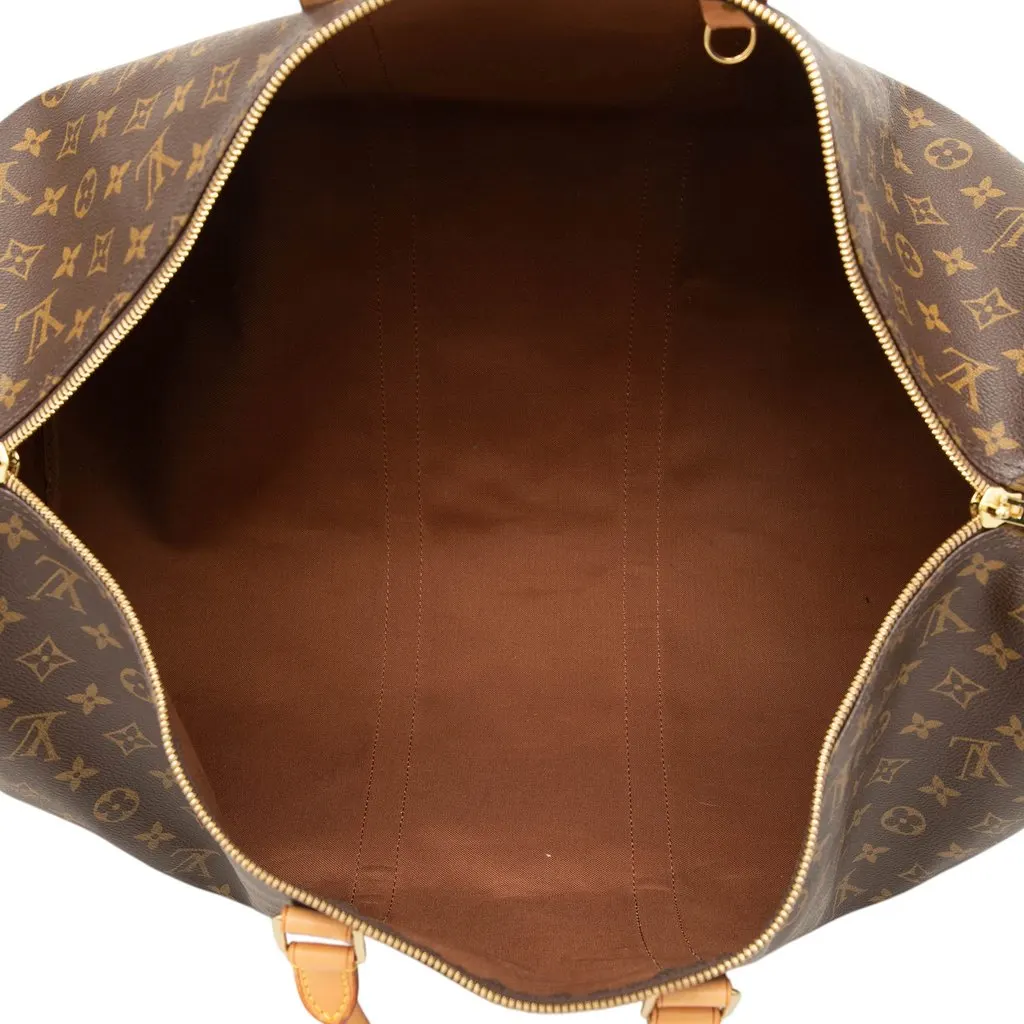 Louis Vuitton Monogram Keepall 55 Brown Canvas Good - Model View