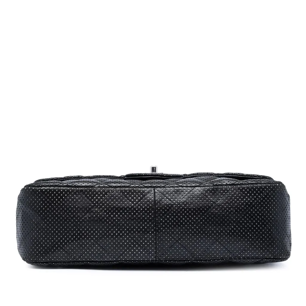 Chanel Jumbo Classic Perforated Lambskin Single Flap Black Leather Very good - Inside View