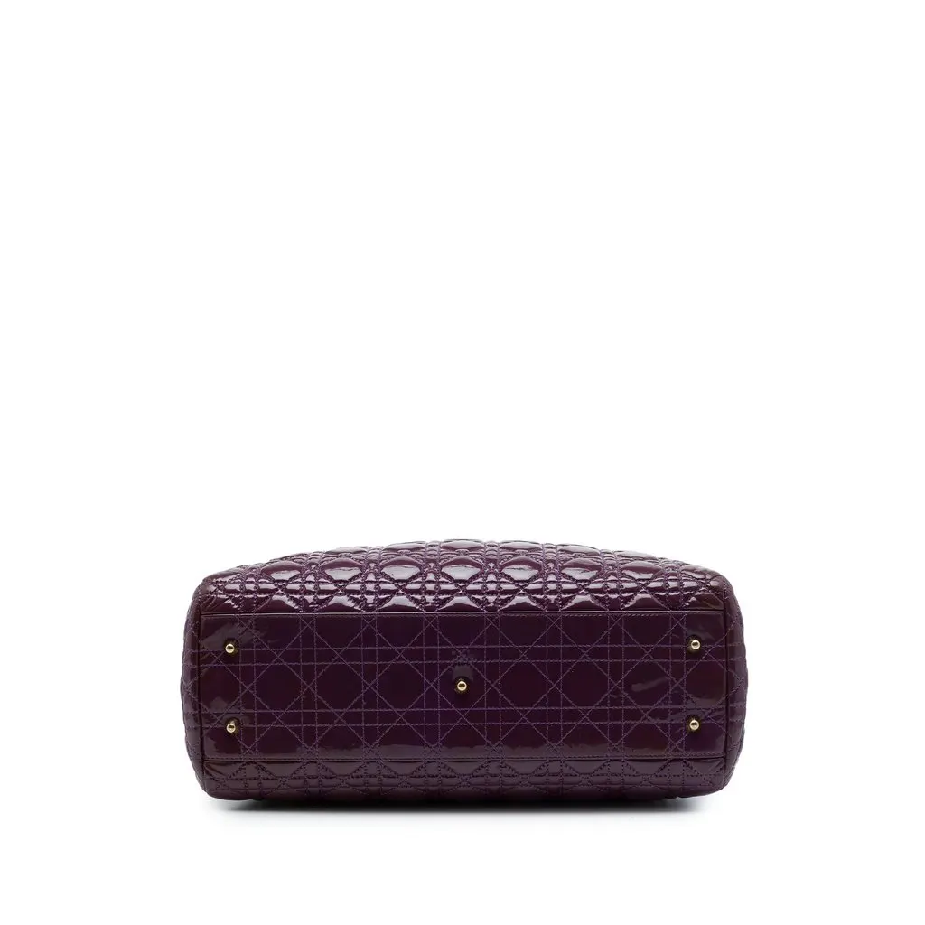 Dior Large Patent Cannage Lady Dior Soft Shopping Tote Purple Leather Good - Inside View