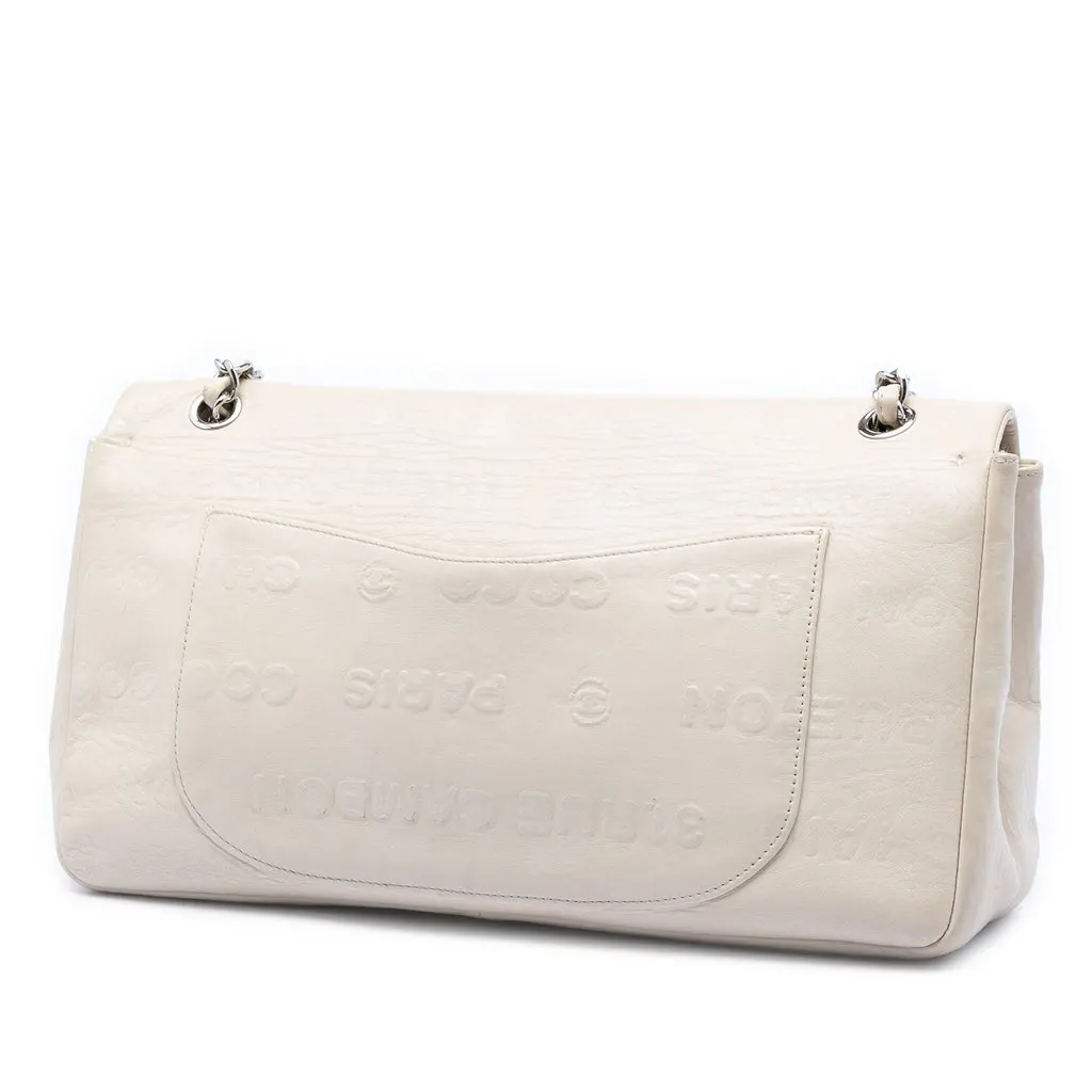 Chanel Maxi Embossed Calfskin 31 Rue Cambon Reissue 2.55 Double Flap White Leather Very good - Back View
