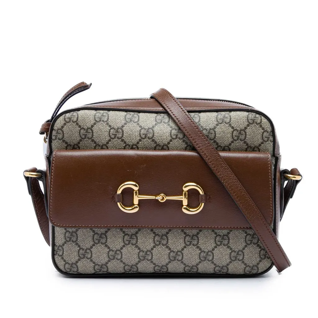 Gucci Small GG Supreme Horsebit 1955 Crossbody Beige Canvas Very good - Front View