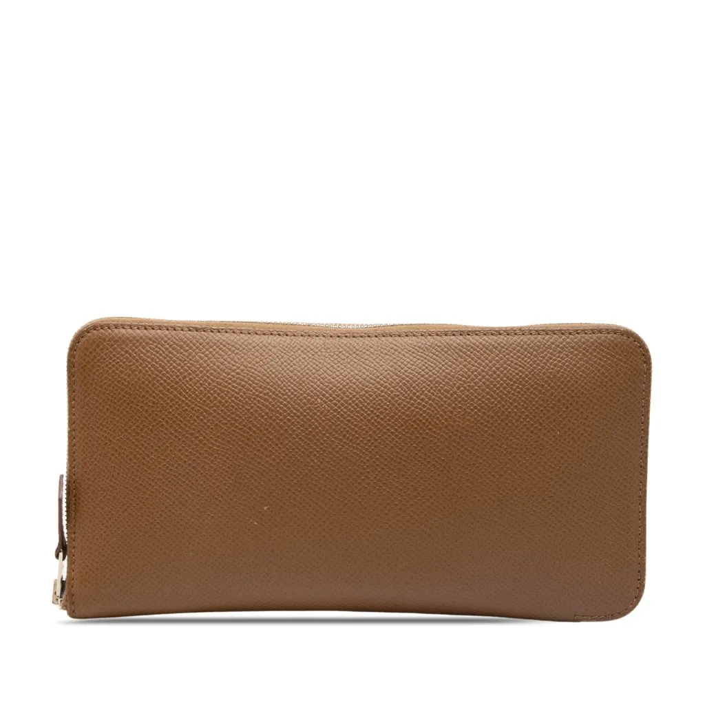 Hermès Epsom Silk In Classique Long Wallet Brown Leather Very good - Front View