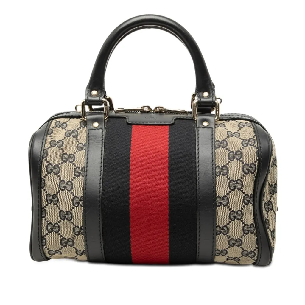 Gucci Small GG Canvas Web Joy Boston Bag Beige Very good - Front View
