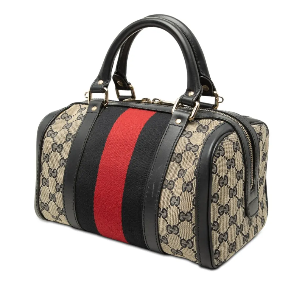 Gucci Small GG Canvas Web Joy Boston Bag Beige Very good - Back View