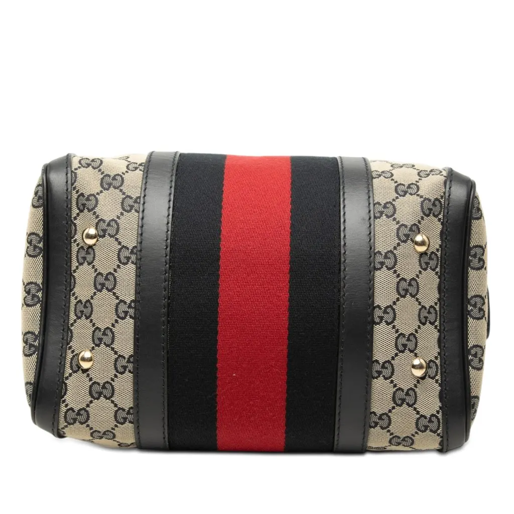Gucci Small GG Canvas Web Joy Boston Bag Beige Very good - Inside View