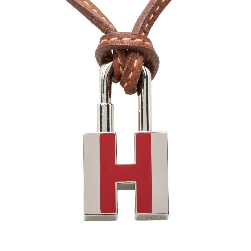 Hermès Palladium Plated Cadena H Lock Charm Padlock Necklace Silver Metal Very good - Back View