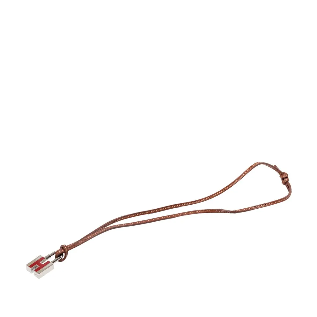 Hermès Palladium Plated Cadena H Lock Charm Padlock Necklace Silver Metal Very good - Box View