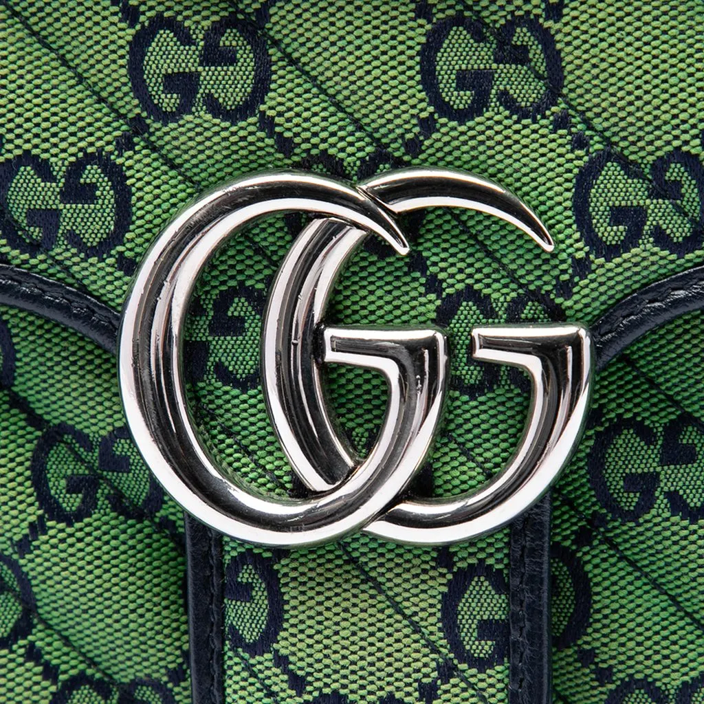 Gucci Medium GG Marmont Matelasse Diagonal GG Canvas Shoulder Bag Green Canvas Very good - Box View