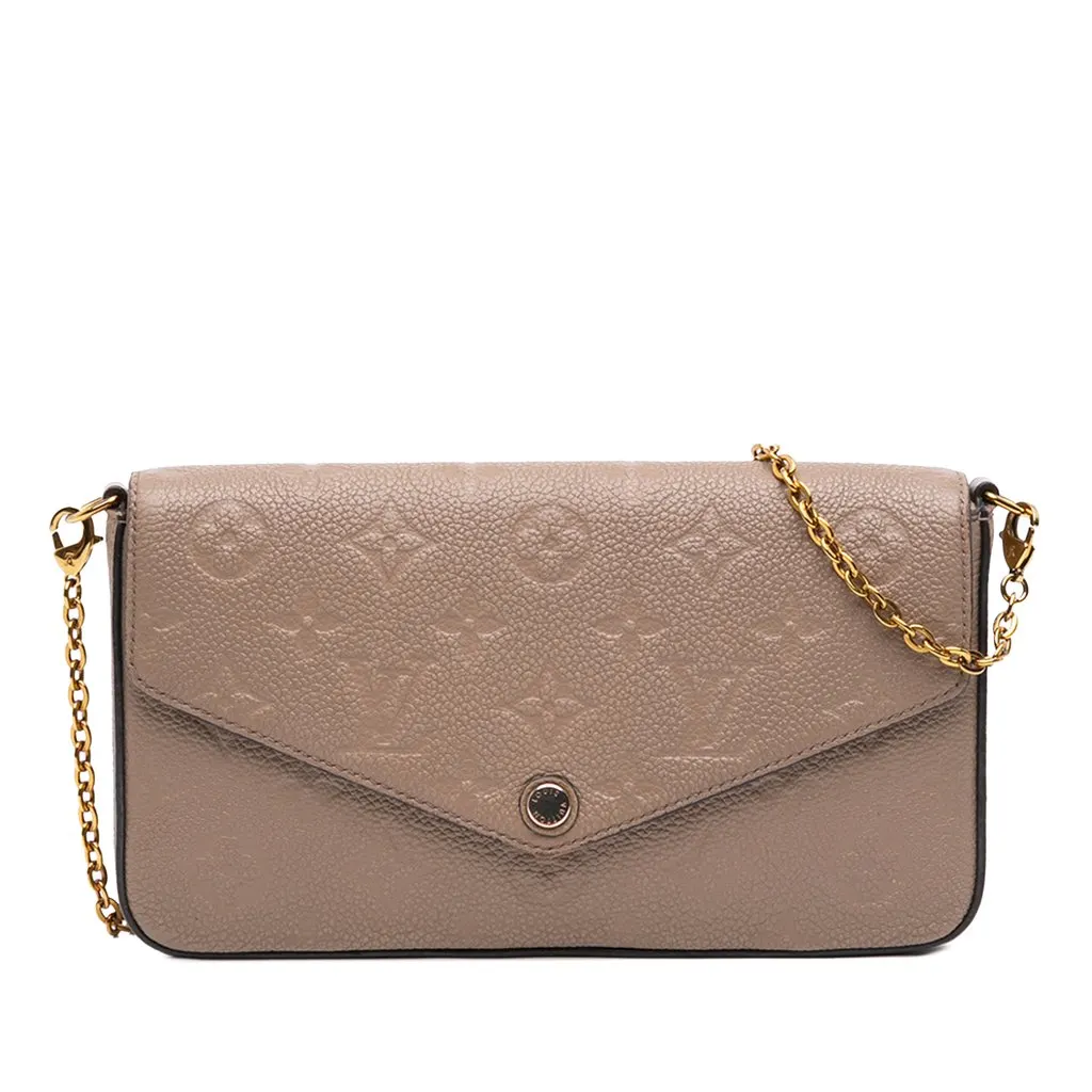 Louis Vuitton Monogram Empreinte Pochette Felicie Beige Leather Very good - Front View