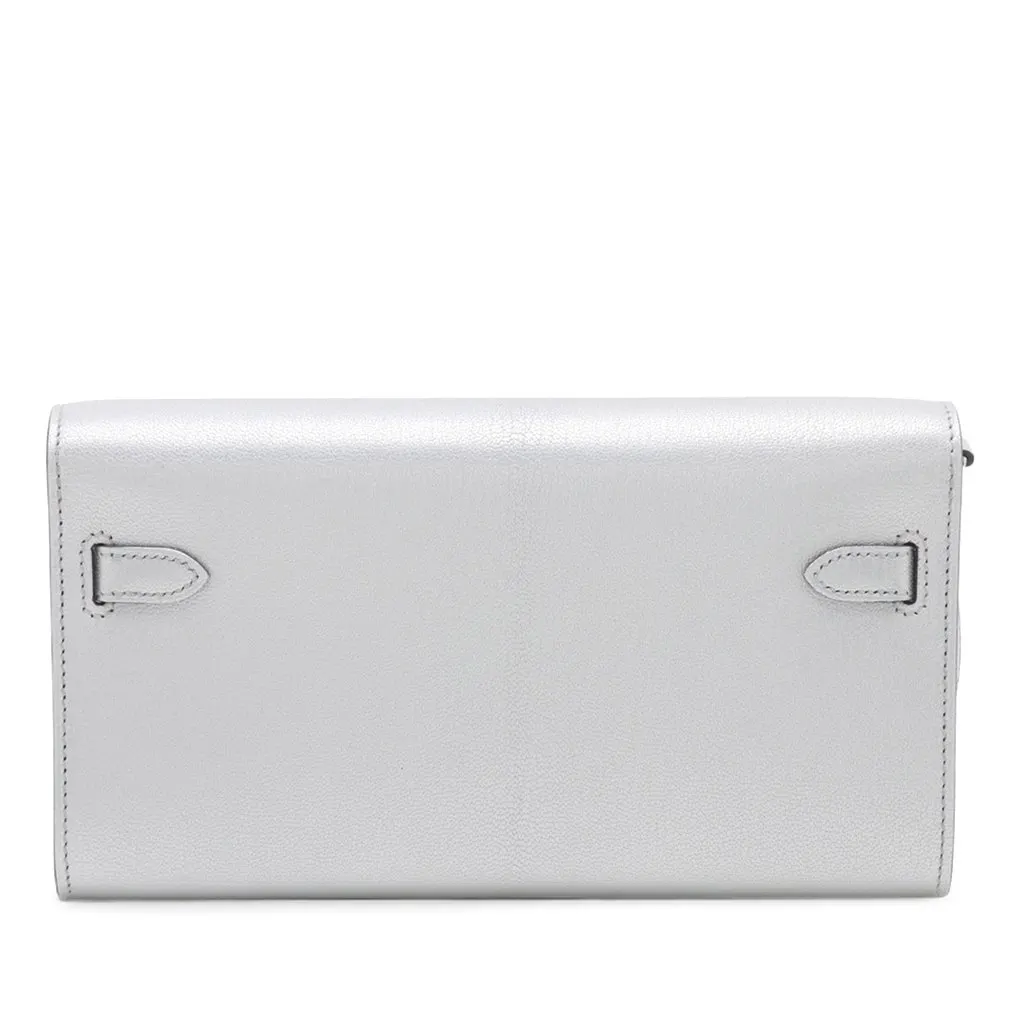 Hermès Chevre Chamkila Kelly To Go Wallet Silver Leather Very good - Back View