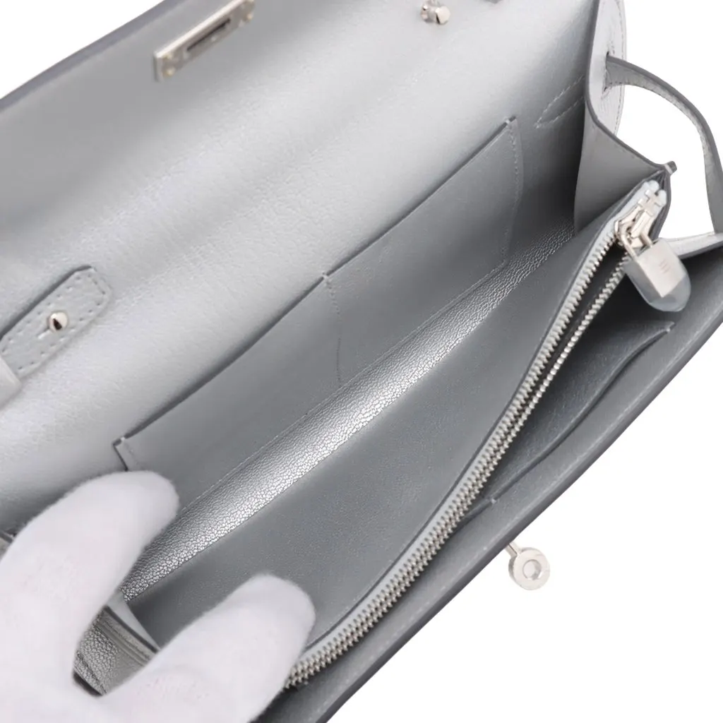 Hermès Chevre Chamkila Kelly To Go Wallet Silver Leather Very good - Box View