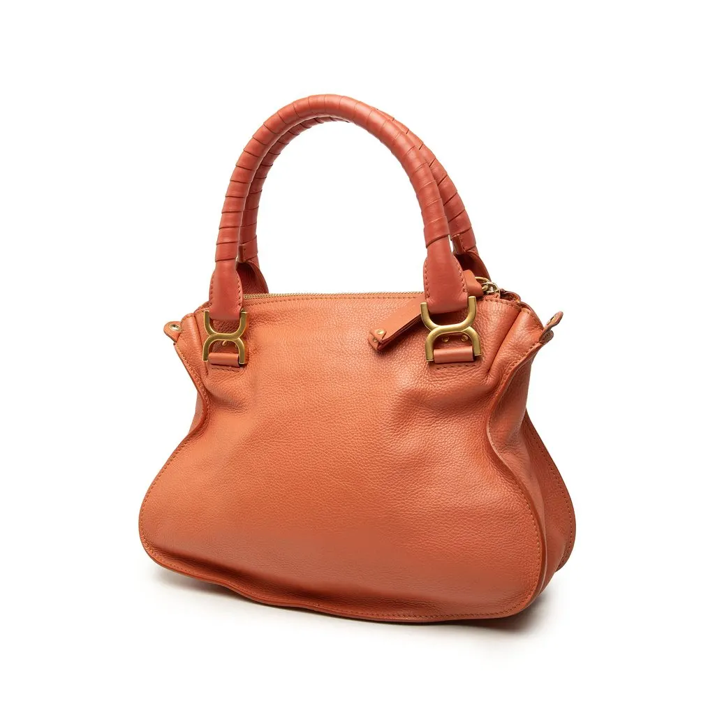 Chloé Medium Leather Marcie Satchel Orange Leather Good - Back View