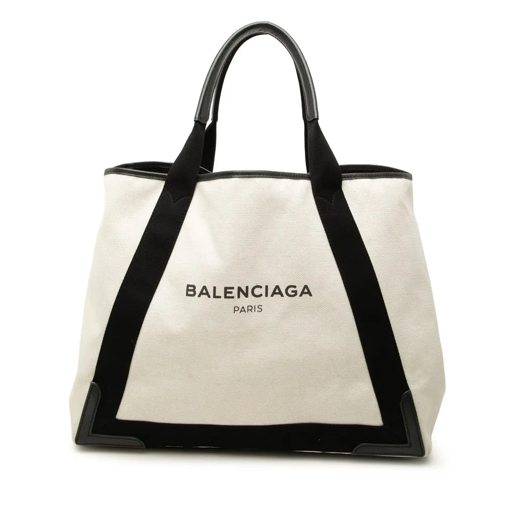 Balenciaga Canvas Navy Cabas Tote M