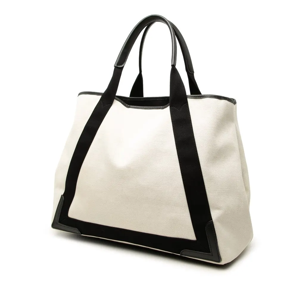 Balenciaga Canvas Navy Cabas Tote M White Very good - Back View