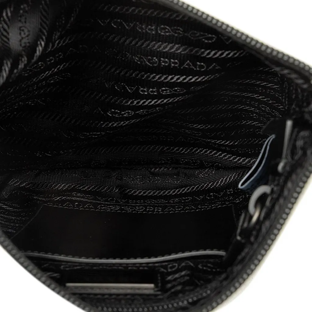 Prada Re Nylon Zip Top Crossbody White Polyamide Good - Model View
