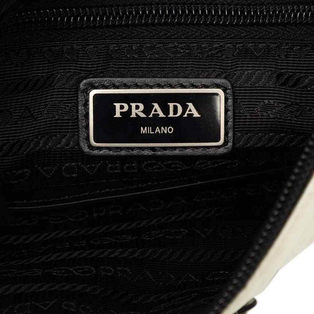 Prada Re Nylon Zip Top Crossbody White Polyamide Good - Box View