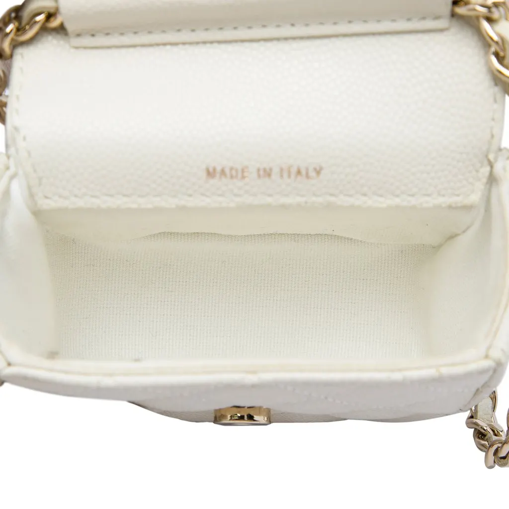 Chanel Mini Quilted Caviar Clutch With Chain White Leather Very good - Model View