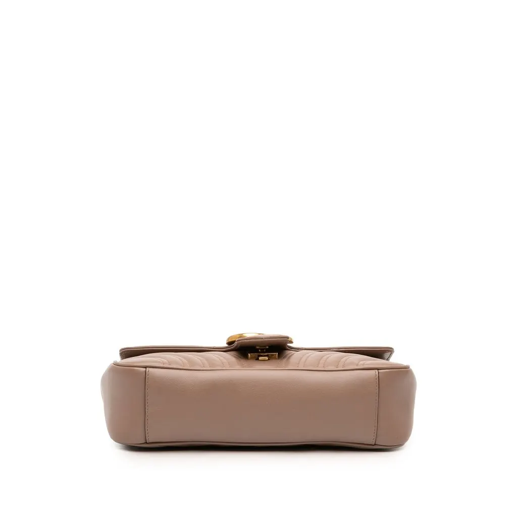 Gucci Medium GG Marmont Matelasse Calfskin Shoulder Bag Brown Leather Good - Inside View