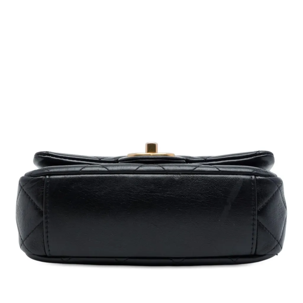 Chanel Mini CC Quilted Calfskin Multi Chain Single Flap Black Leather Good - Inside View