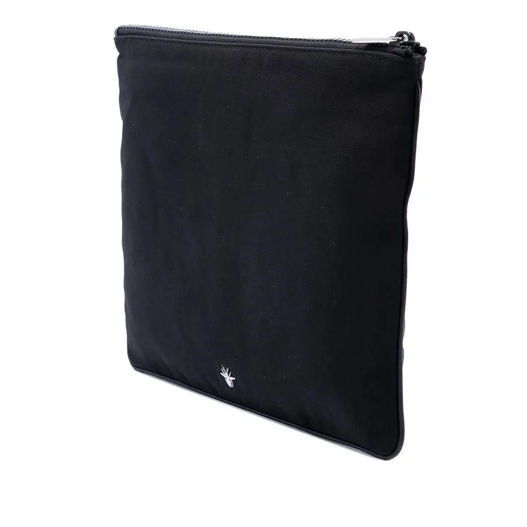 Dior Nylon Patch Embellished Zip Clutch Black Very good - Back View