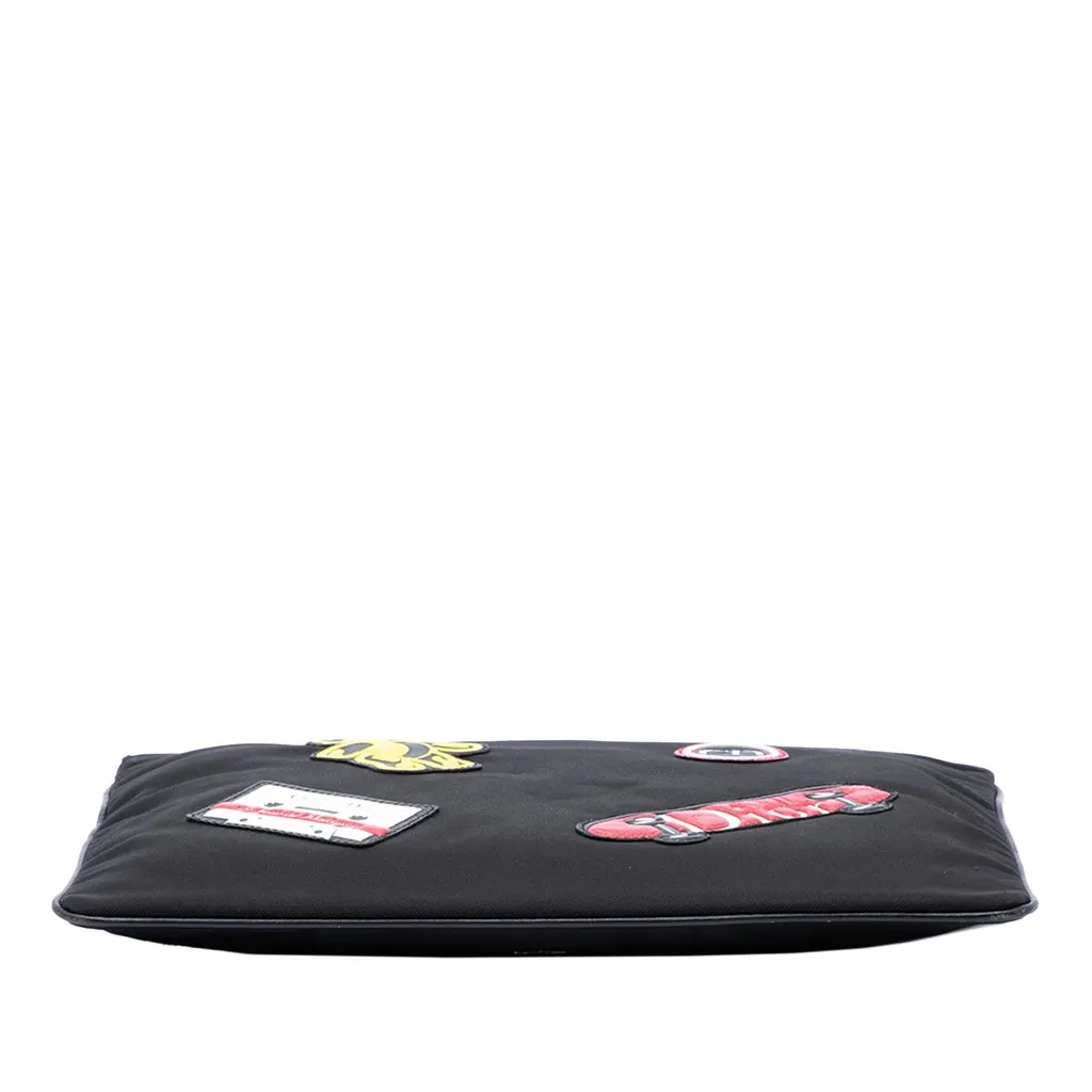 Dior Nylon Patch Embellished Zip Clutch Black Very good - Inside View