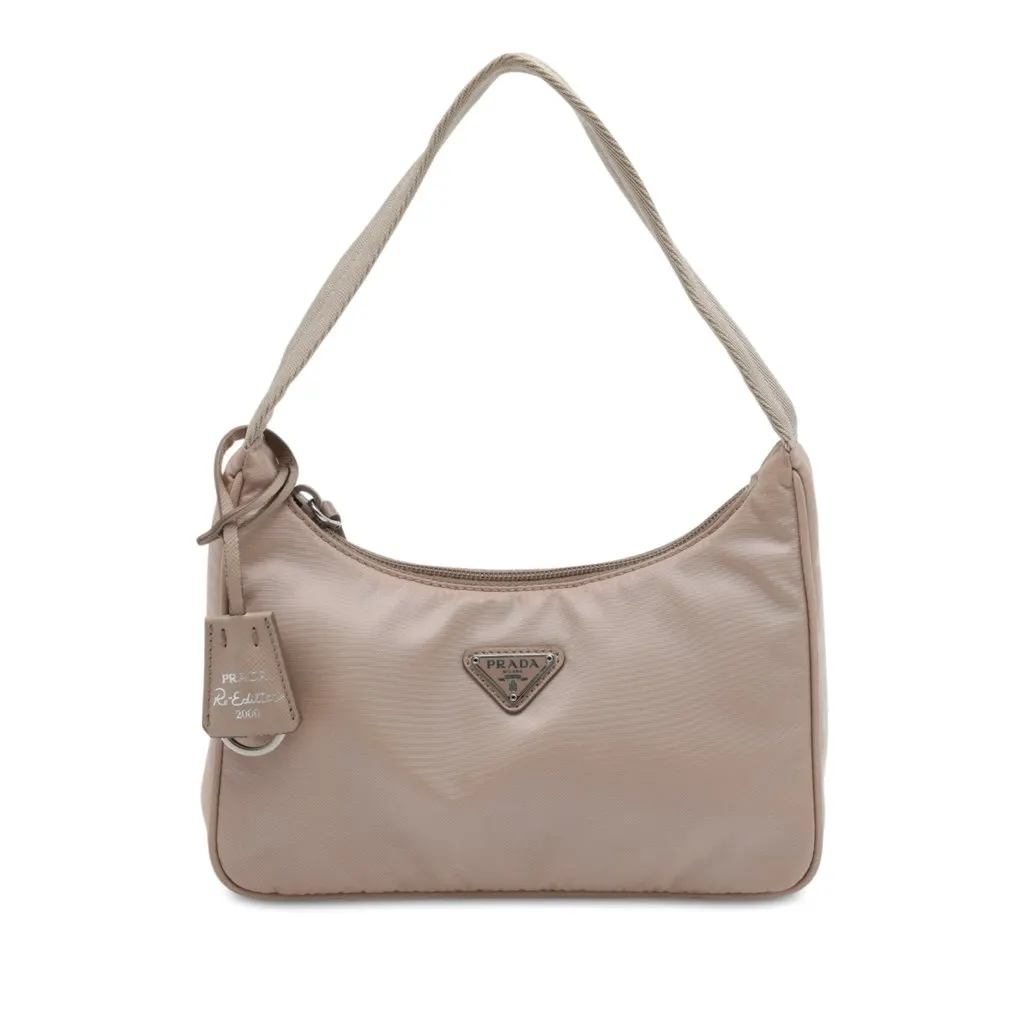 Prada Mini Tessuto Re Edition 2000 Shoulder Bag Beige Polyamide Very good - Front View