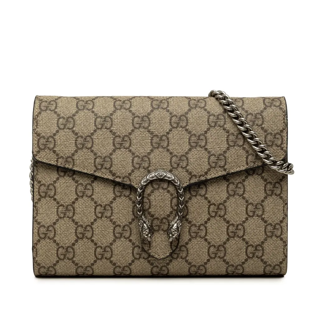 Gucci GG Supreme Dionysus Wallet on Chain Beige Very good - Front View