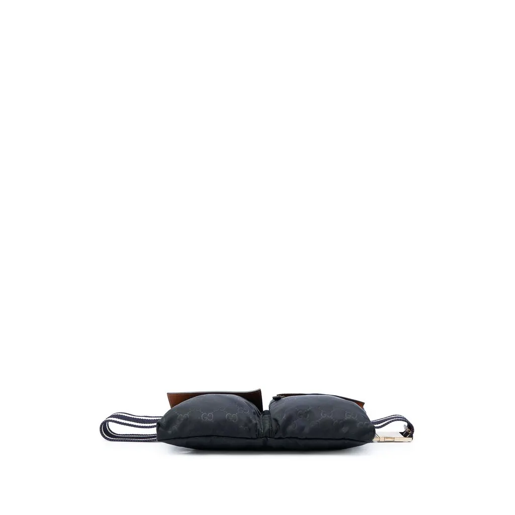 Gucci GG Nylon Web Double Pocket Belt Bag Black Polyamide Good - Inside View