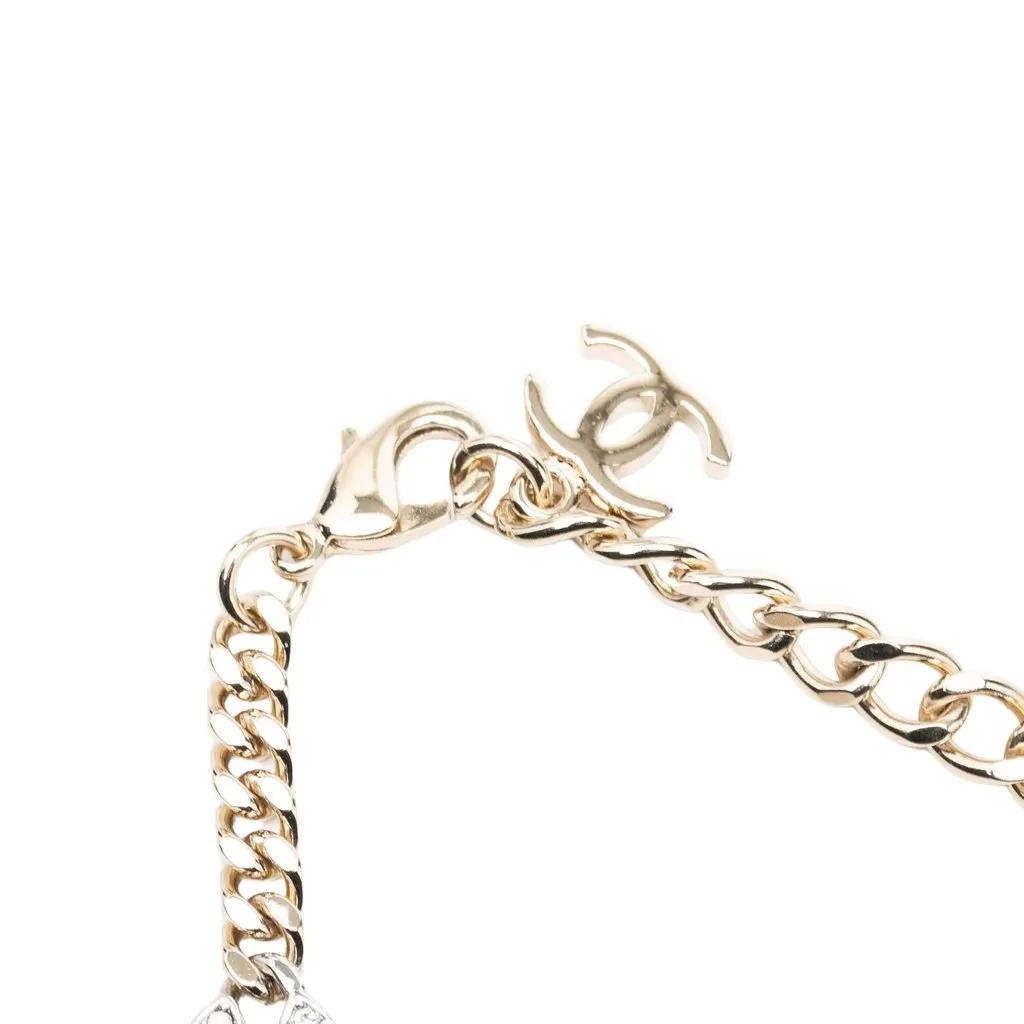 Chanel CC Gold Plated and Brass Strass Chain Link Bracelet Gold Metal Very good - Model View