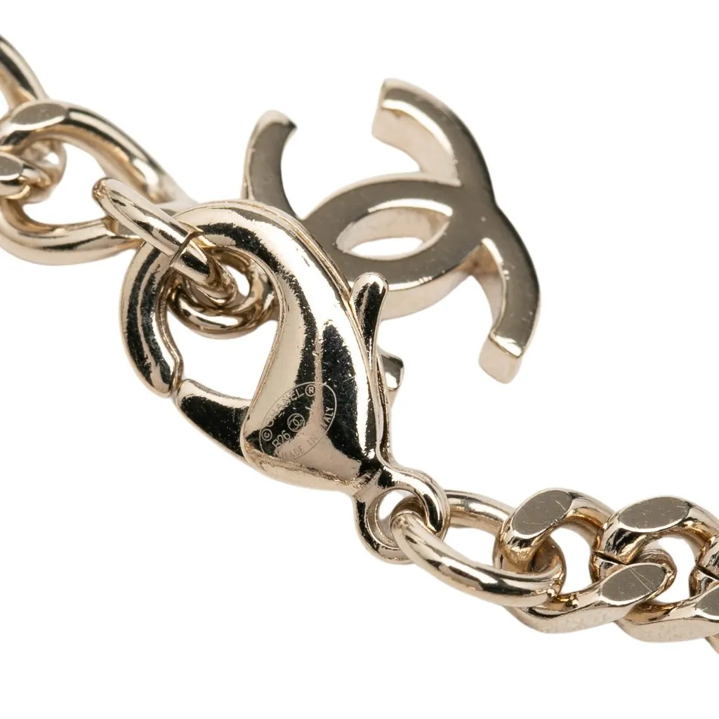 Chanel CC Gold Plated and Brass Strass Chain Link Bracelet Gold Metal Very good - Box View