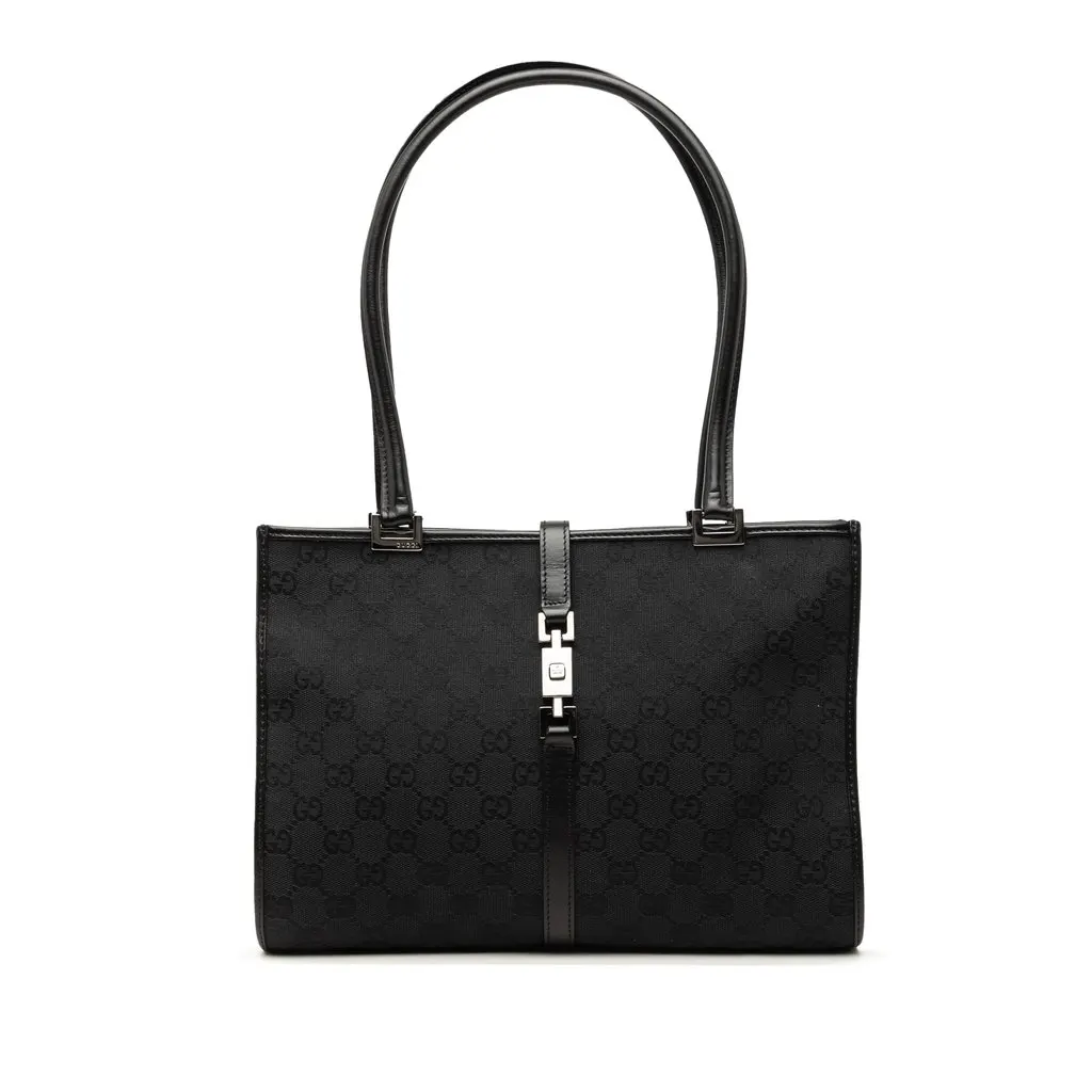 Gucci GG Canvas Jackie Tote Black Very good - Front View