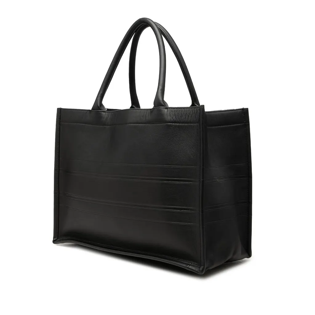 Dior Medium Embossed Leather Book Tote Black Leather Very good - Back View