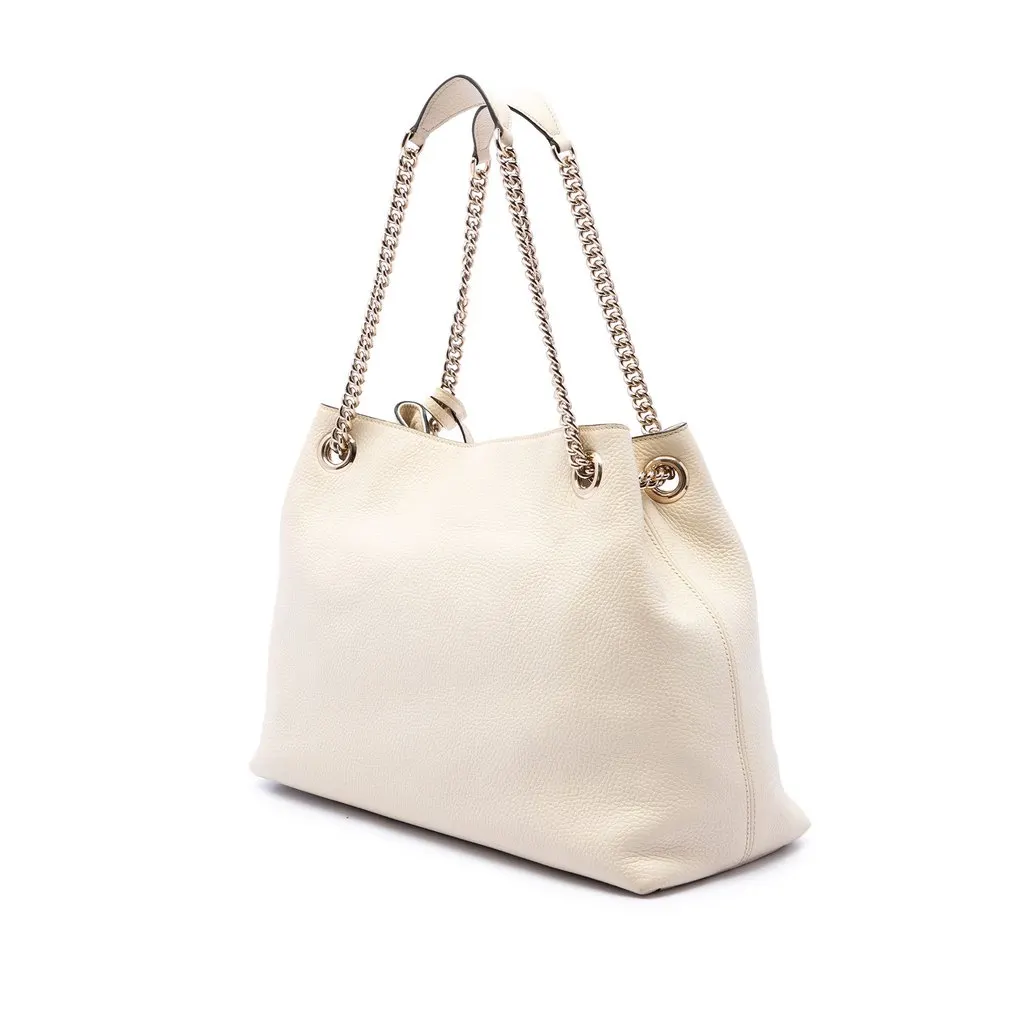 Gucci Medium Calfskin Soho Chain Tote White Leather Very good - Back View