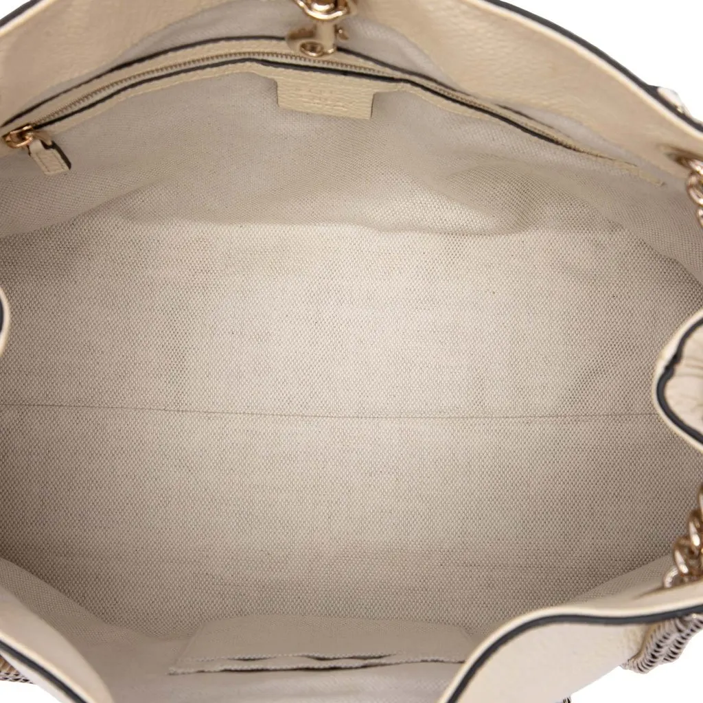 Gucci Medium Calfskin Soho Chain Tote White Leather Very good - Model View