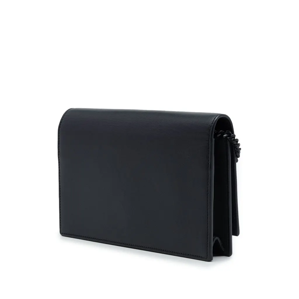 Saint Laurent Calfskin Cloud Star Applique Classic Monogram Kate Tassel Wallet on Chain Black Leather Very good - Back View